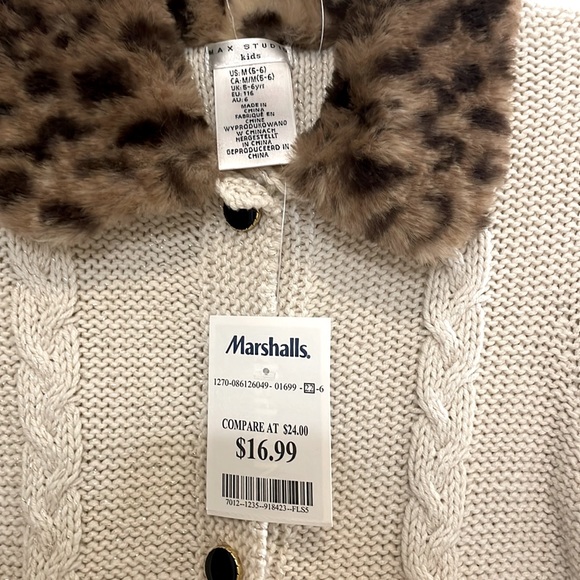 NWT Girls cardigan with fur collar and matching purse - Picture 4 of 5